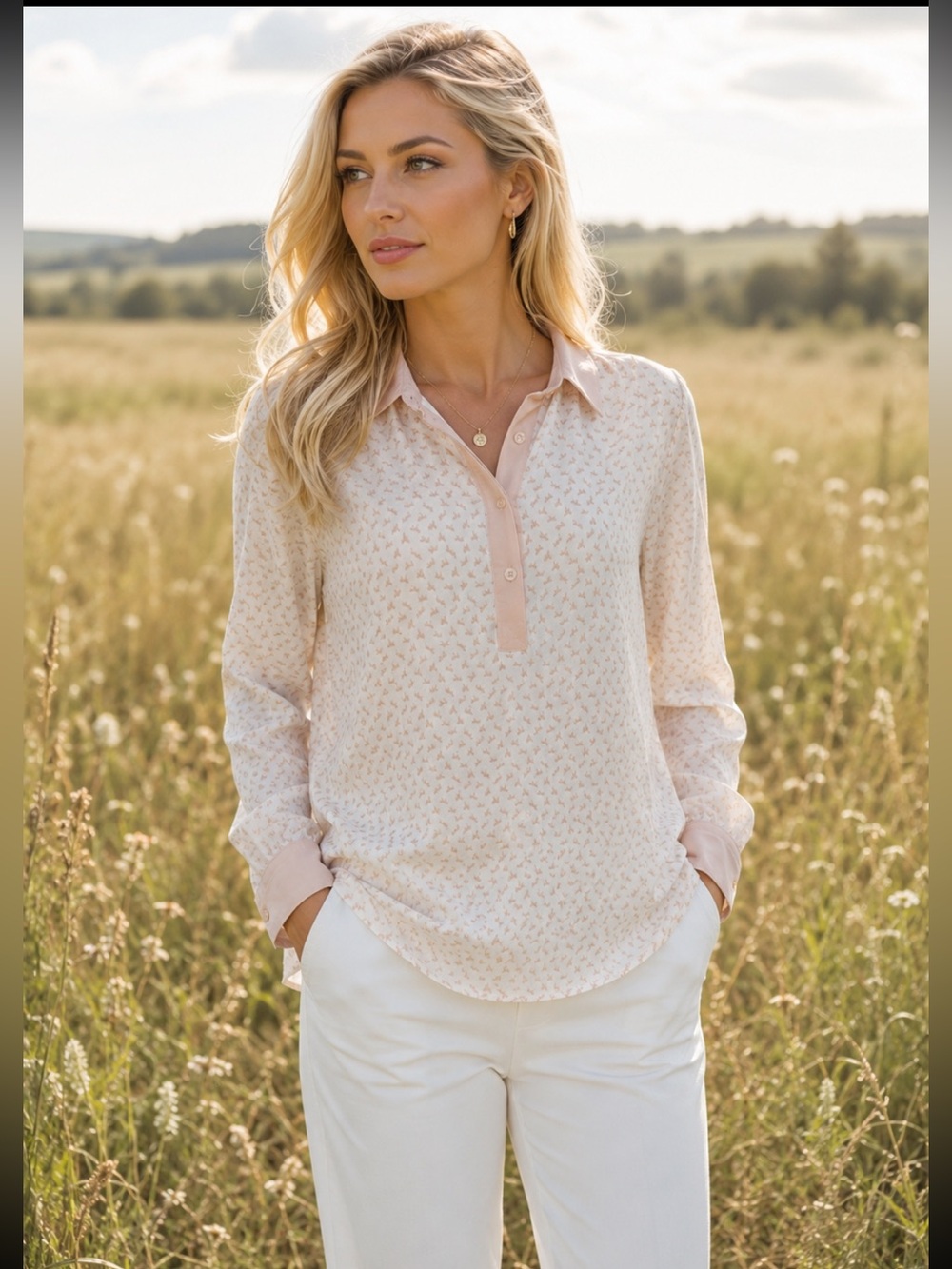 Free People Sheer Button Front Blouse Top